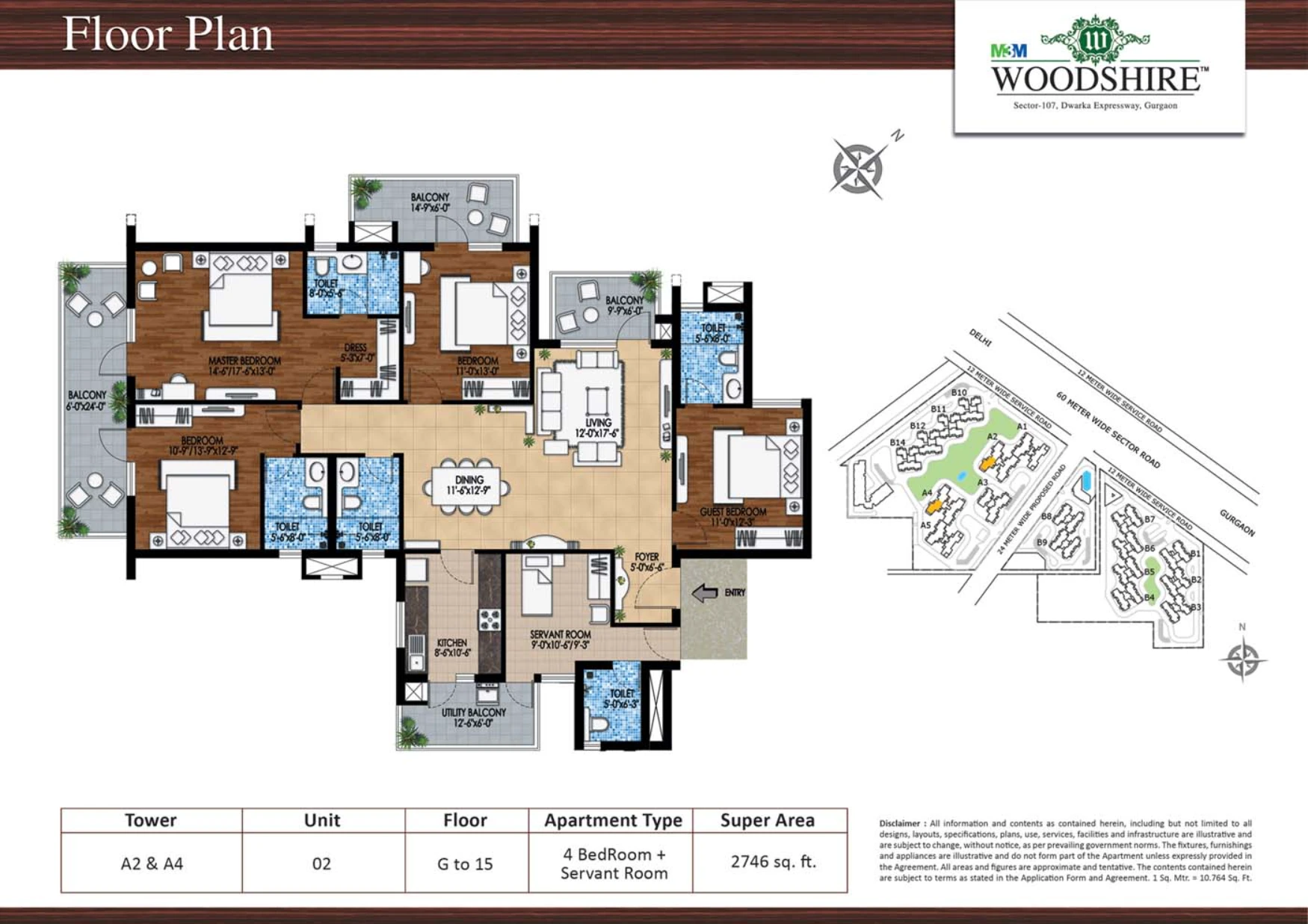 4 BHK Floor Plan Of M3M Woodshire3