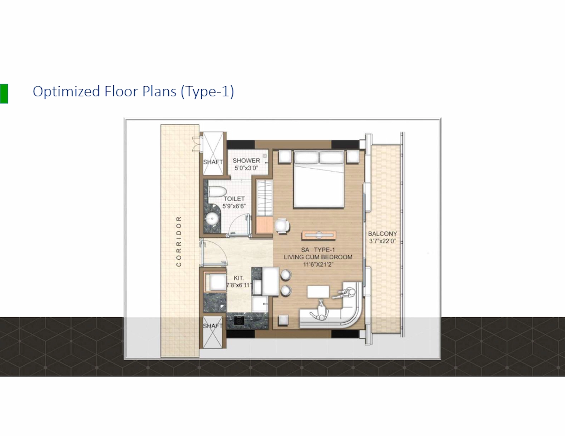 1 BHK Floor Plan Of M3M My Den3