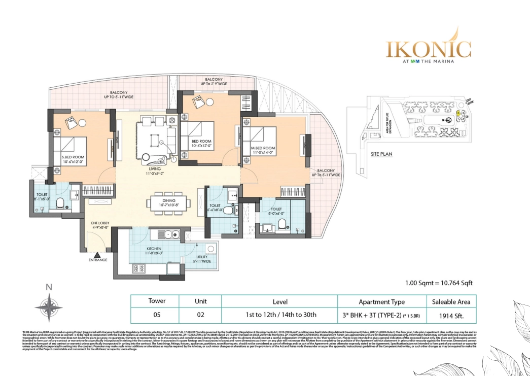 3 BHK Floor Plan Of M3M Ikonic1