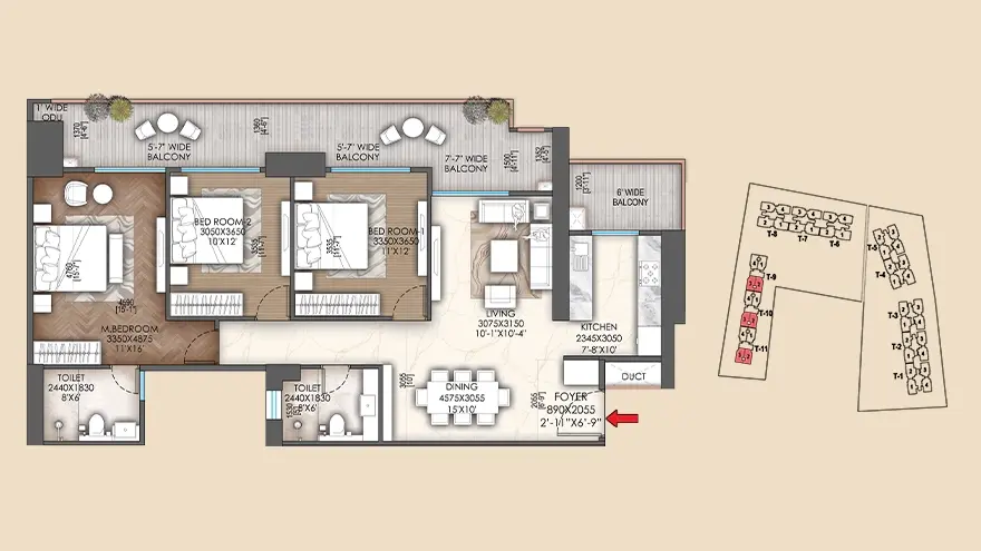 3 BHK Floor Plan Of Signature Global Sarvam1