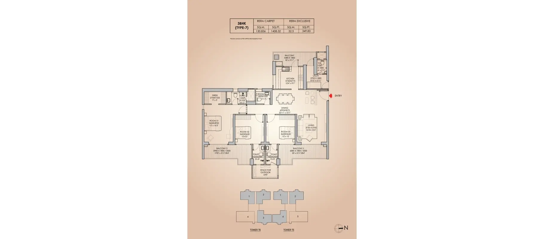 3 BHK Floor Plan Of Godrej Aristocrat2