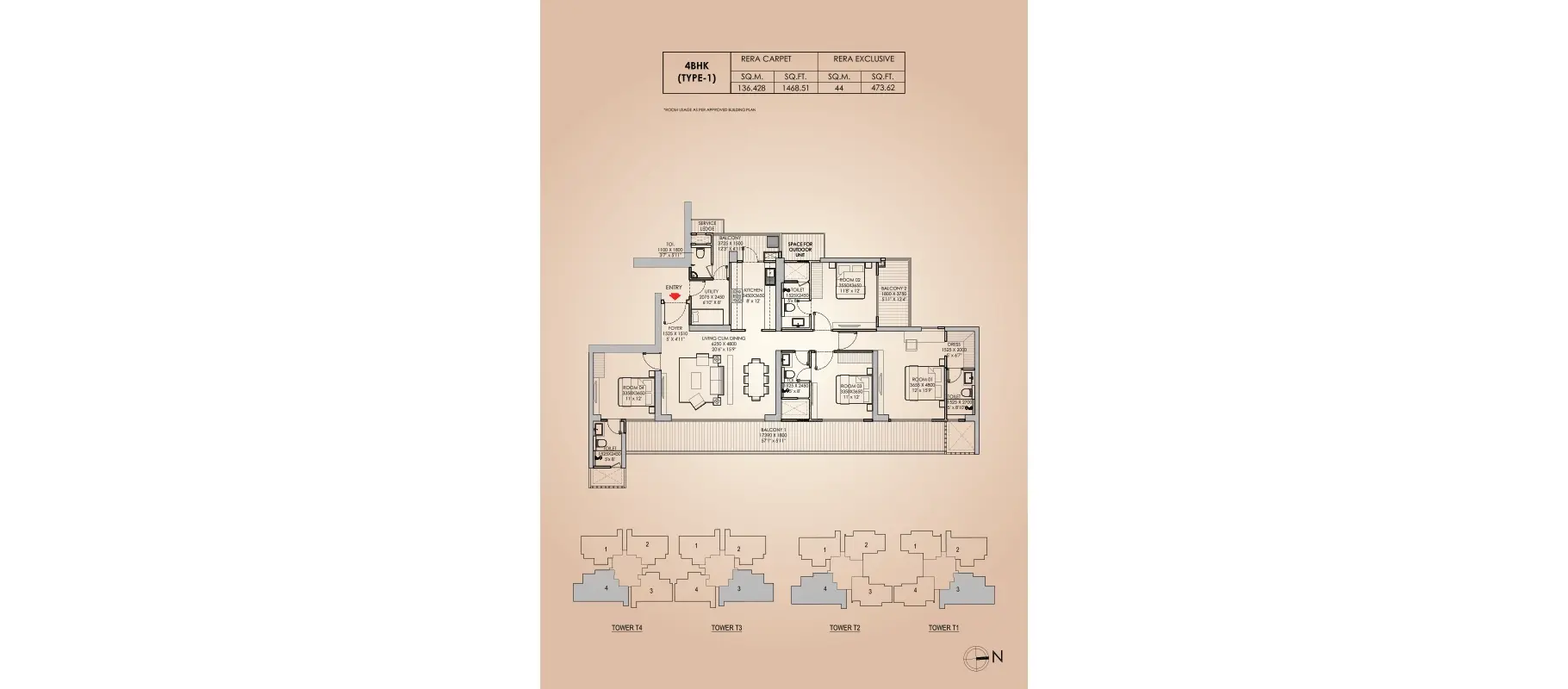 4 BHK Floor Plan Of Godrej Aristocrat3