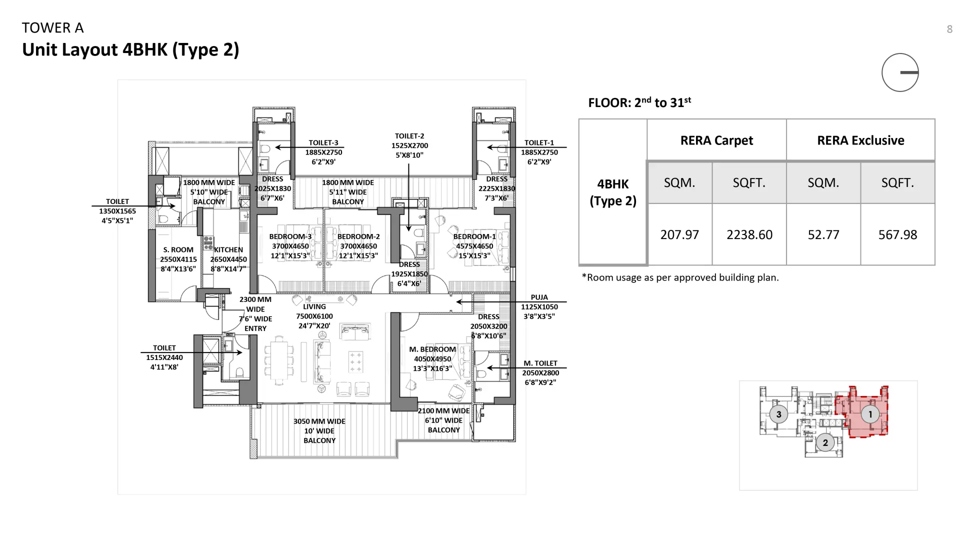 4 BHK Floor Plan Of Godrej Miraya2