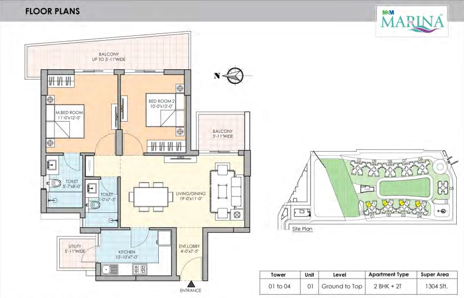 2 BHK Floor Plan Of M3M The Marina2