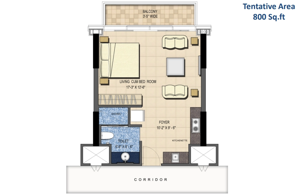 1 BHK Floor Plan Of M3M One Key Resiments2