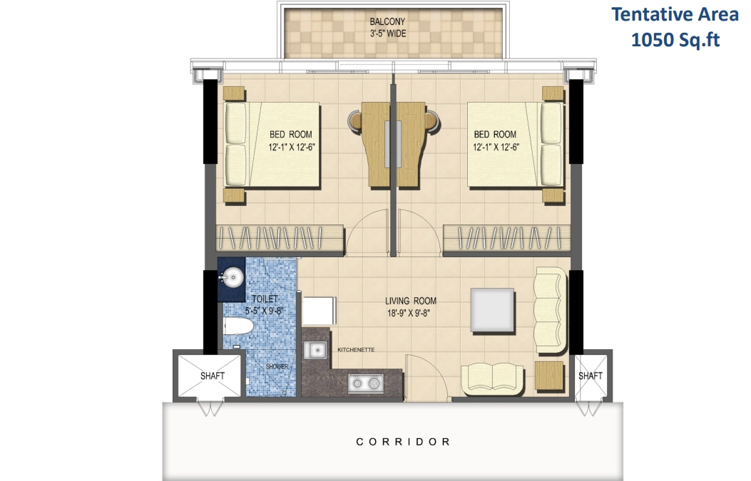 2 BHK Floor Plan Of M3M One Key Resiments3