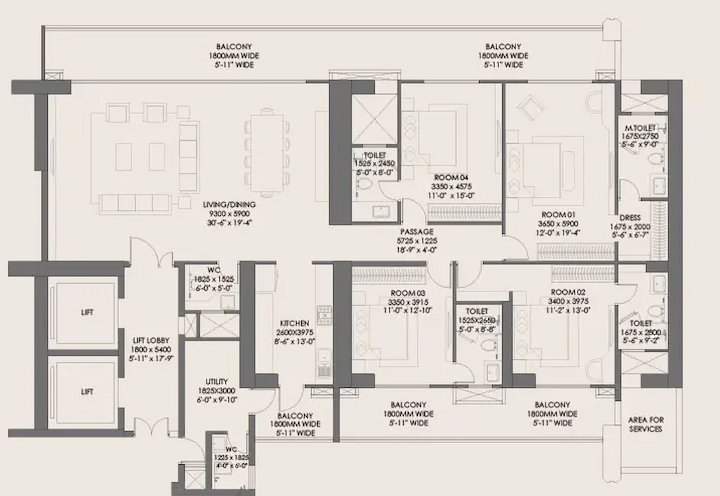 4 BHK Floor Plan Of Godrej Samaris2