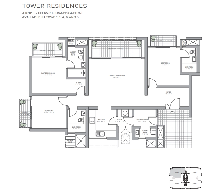 3 BHK Floor Plan Of Tata Primanti1