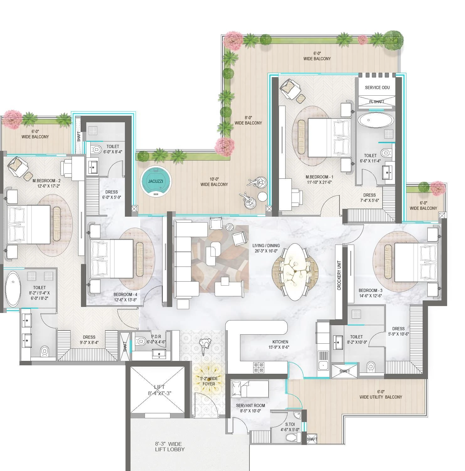 4 BHK Floor Plan Of M3M Residneces By Elie Saab1