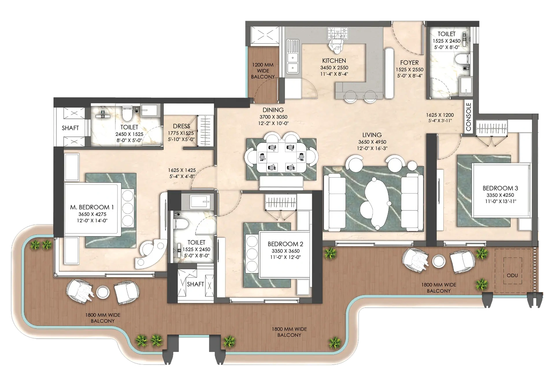 3 BHK Floor Plan Of Origen Realty The Oryza1
