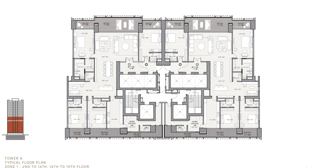 3 BHK Floor Plan of Oberoi Three Sixty North Gurgaon1