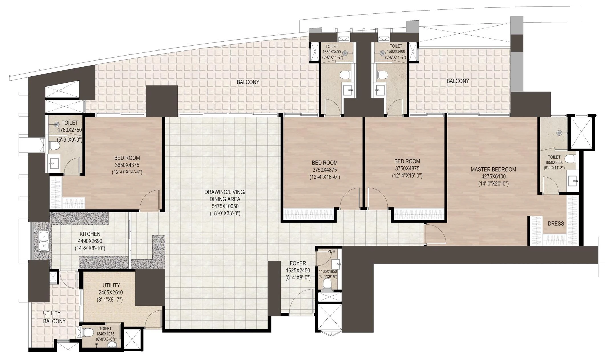 4 BHK Floor Plan Of DLF Privana North1