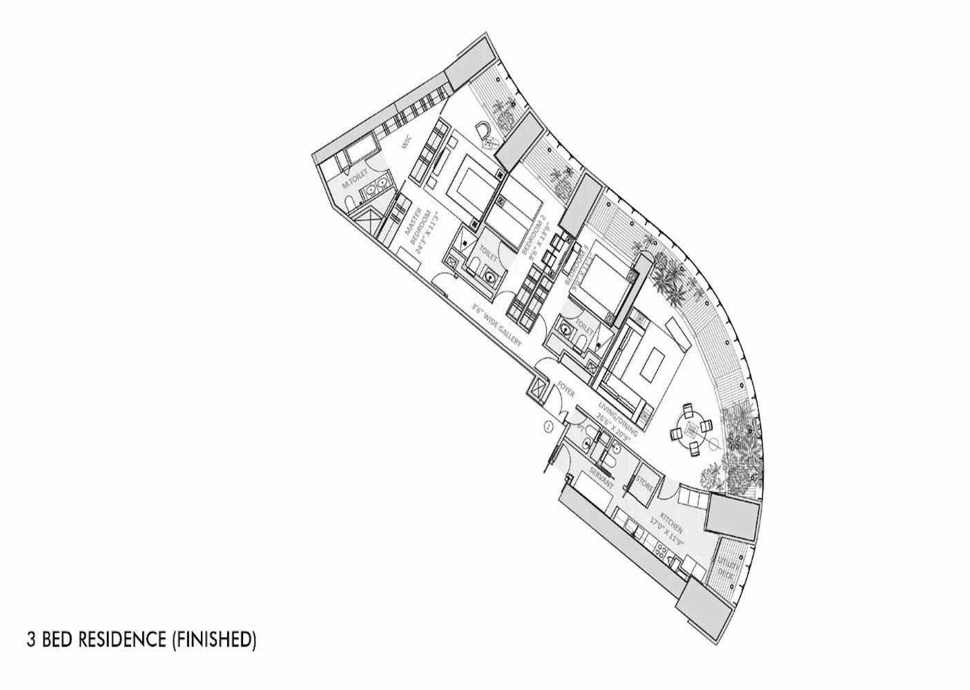 3 BHK Floor Plan Of Lodha World Towers1