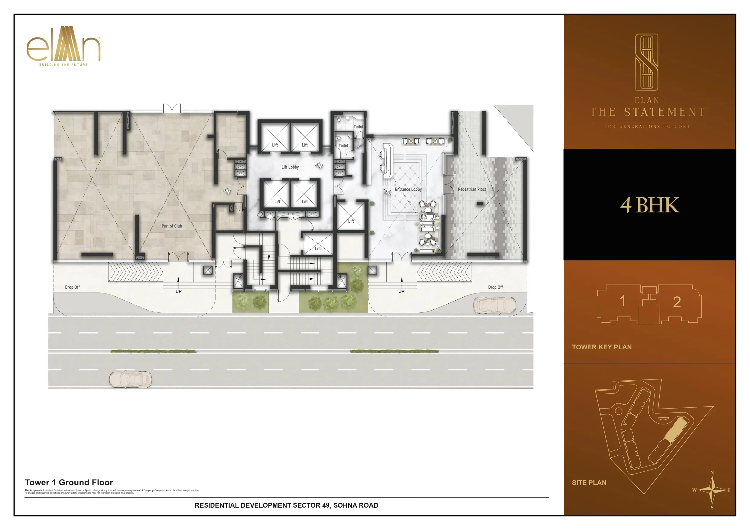 4 BHK Ground Floor Plan Of Elan The Statement1