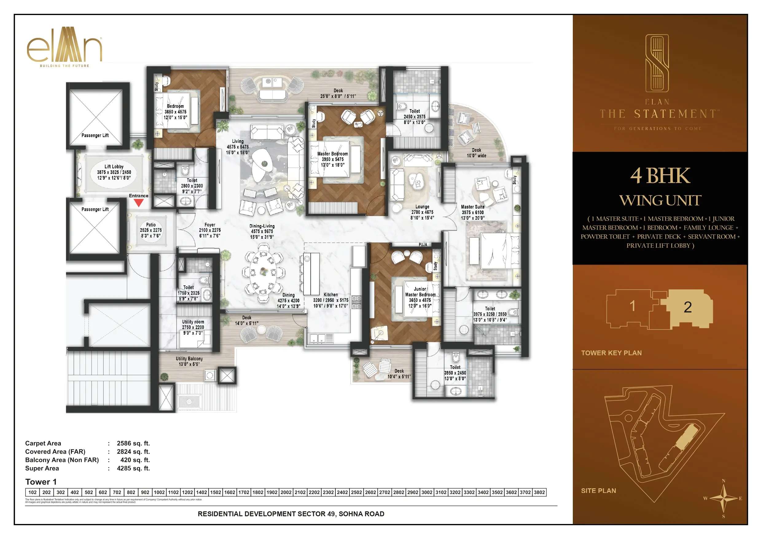 4 BHK Wing Unit Type 2 of Elan The Statement6