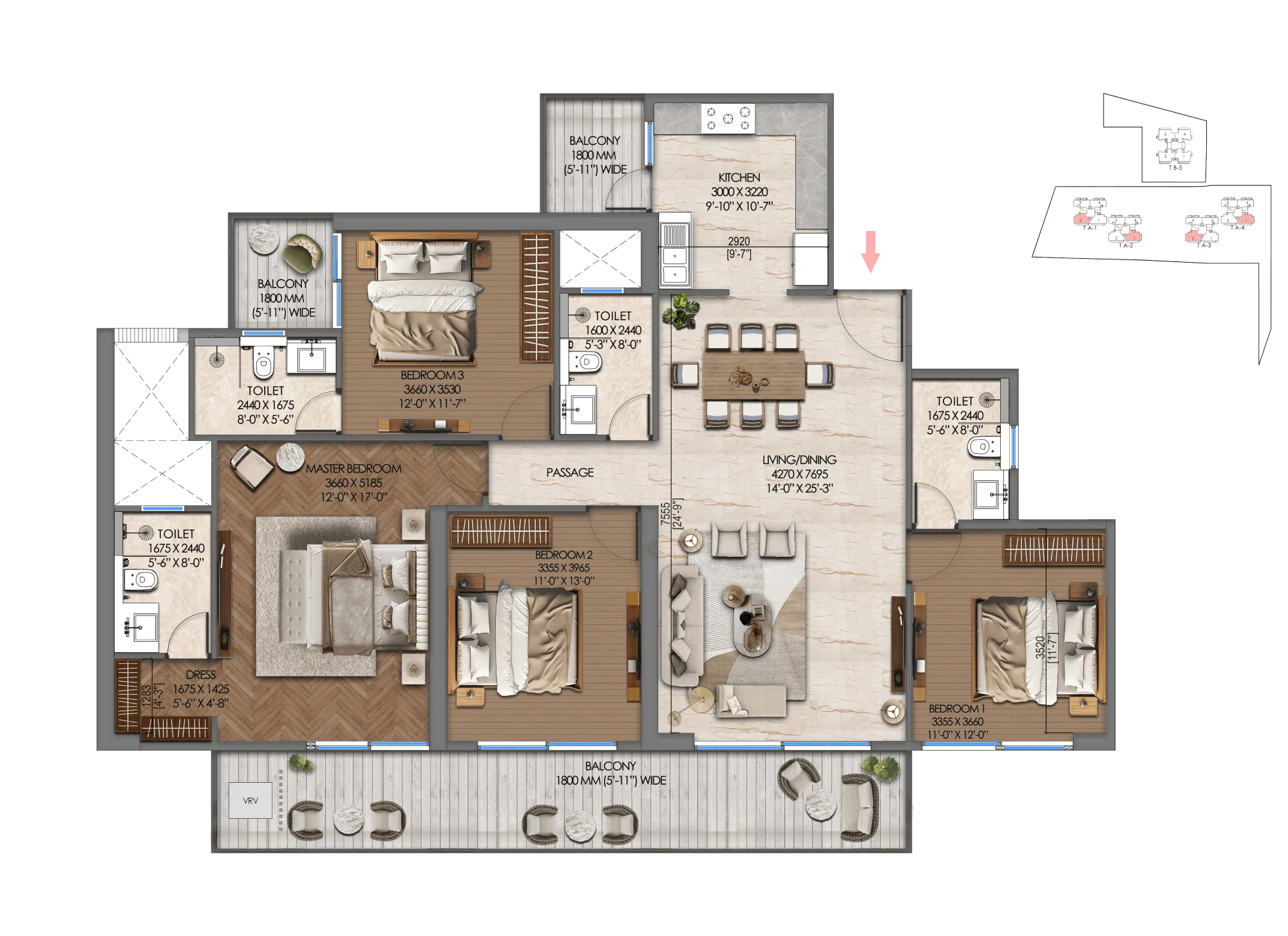 4 BHK Type 1 Floor Plan Of Tonino Lamborghini Residences Gurgaon2