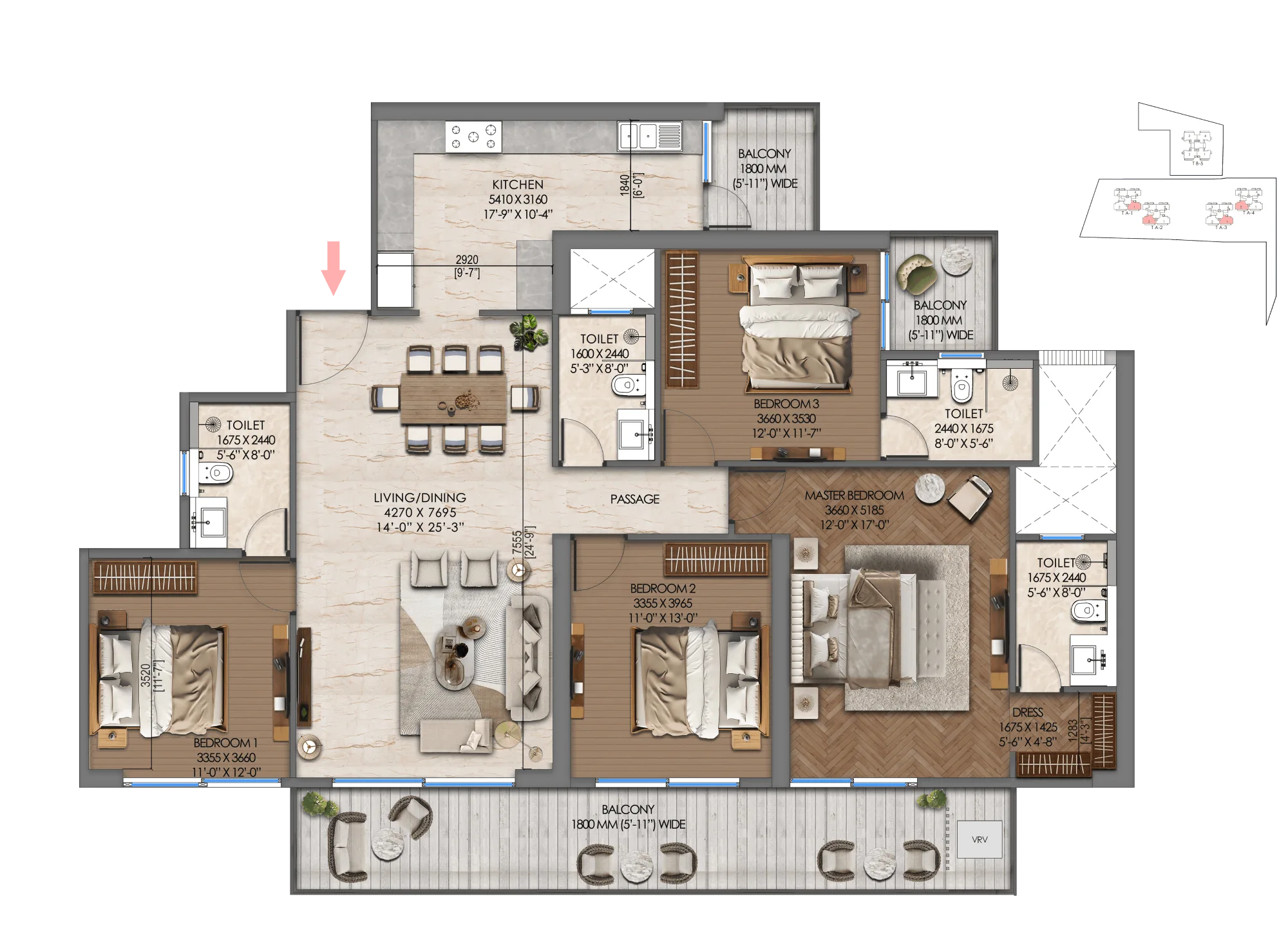 4 BHK Type 2 Floor Plan Of Tonino Lamborghini Residences Gurgaon3